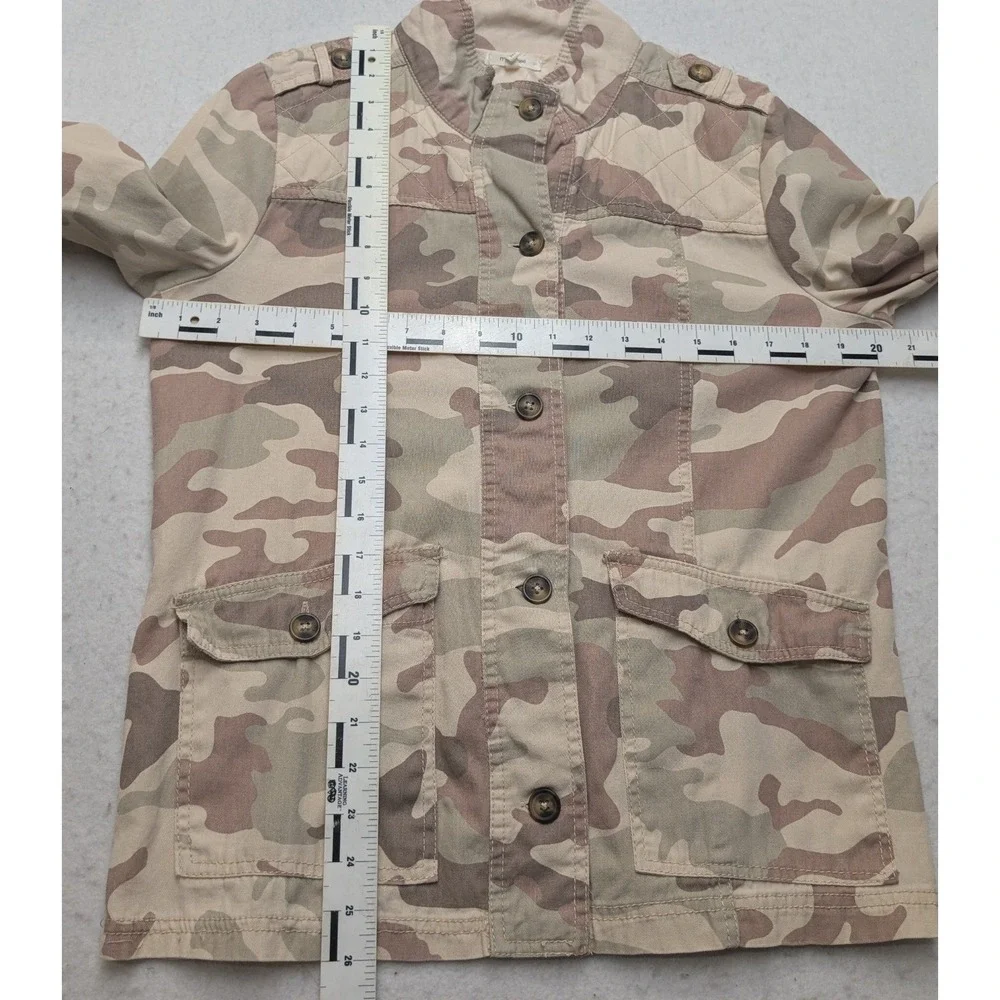 Maurices Camo Utility Jacket Womens Medium Tan Brown Military Cargo Field Coat